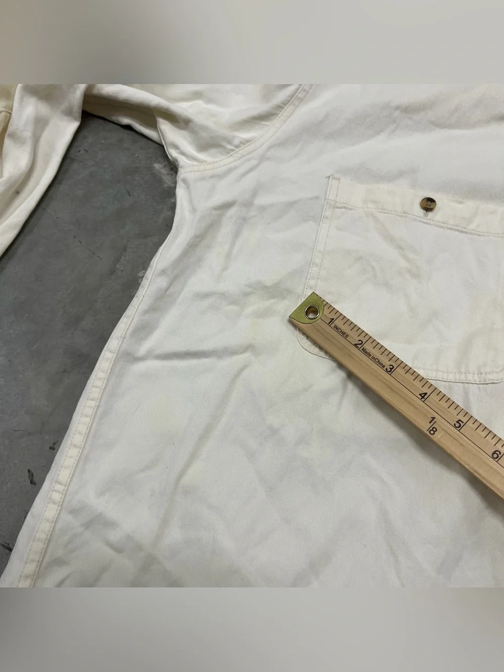 Vintage 90s Polo Ralph Lauren Shirt Large Made in USA Dual Pocket Beige Cream